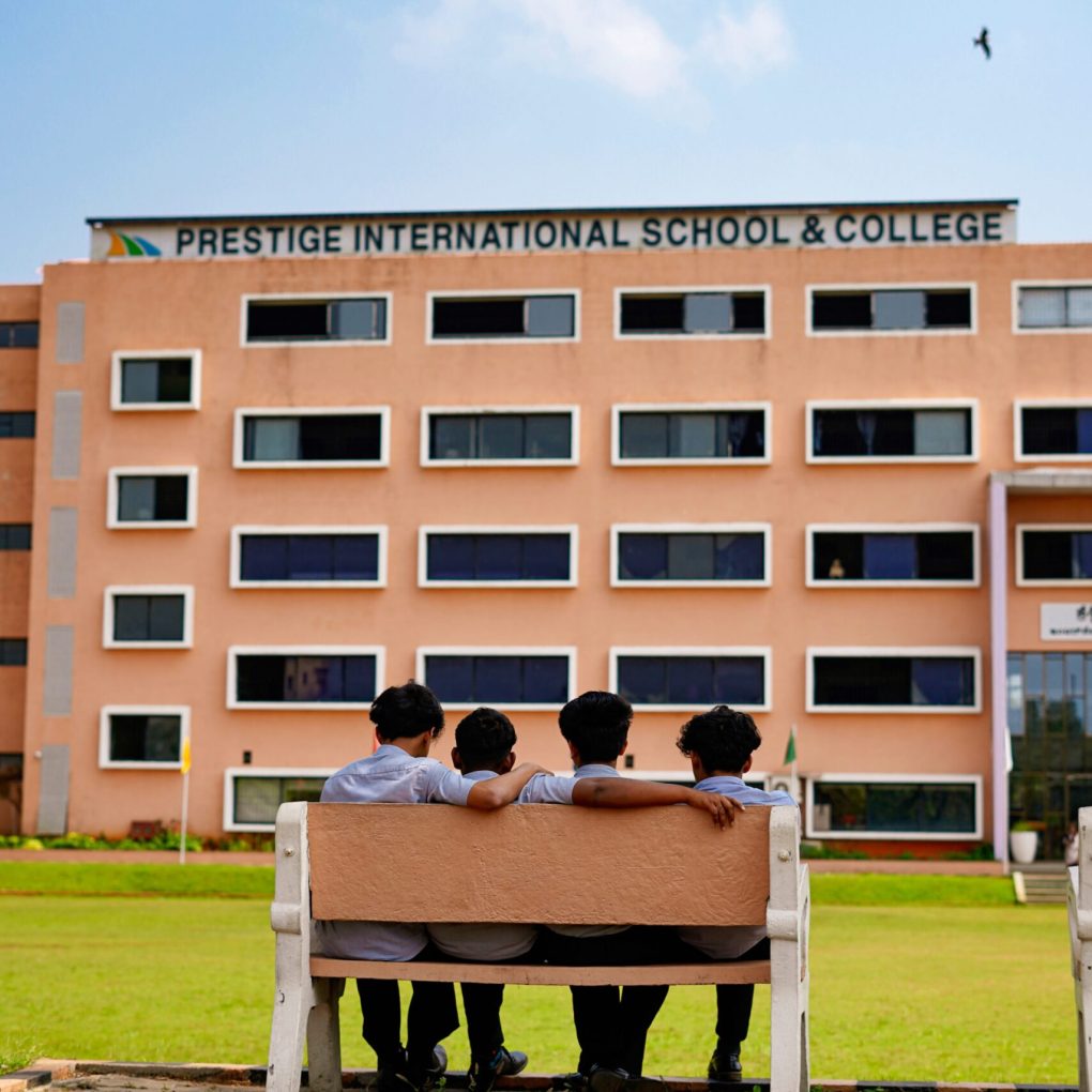 Students enjoying friendship moments at Prestige International School campus
